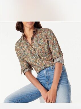 J. Crew Liberty Fabric brown floral button up shirt